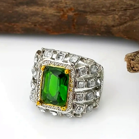 Silver plated iced out men's ring size 8 - Picture 3 of 5